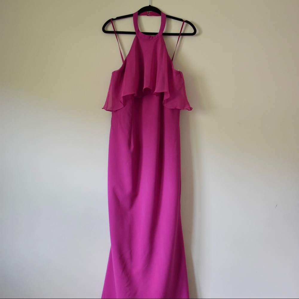 Fuchsia halter top maxi dress